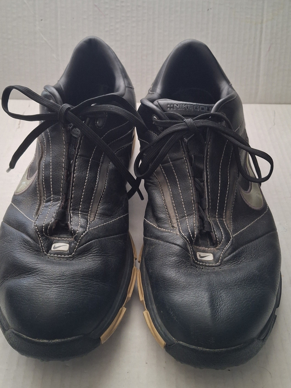 Nike Air Men's Black Leather Lace-Up Golf Shoes